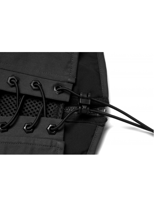 Grey Fabric With Black Functional Double Breasted Stretch Tie Rope Knit Belt