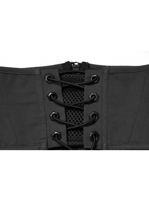 Grey Fabric With Black Functional Double Breasted Stretch Tie Rope Knit Belt