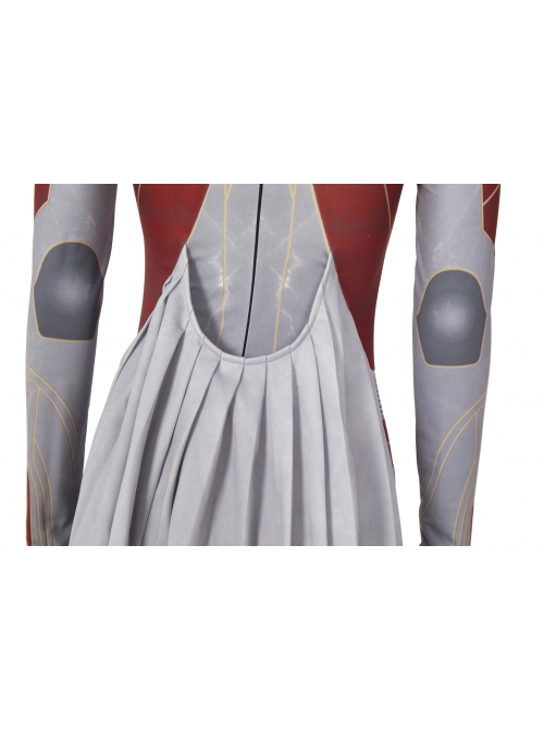 Movie Eternals Makkari Red Gray Battle Suit Halloween Cosplay Costume Bodysuit