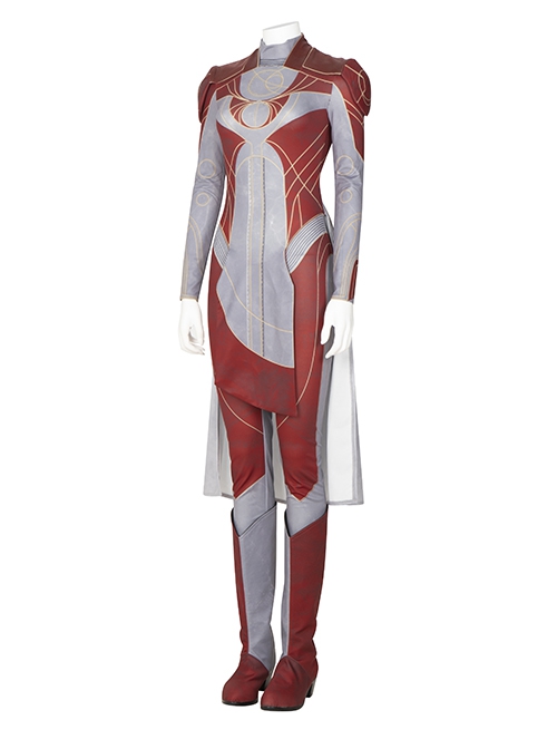 Movie Eternals Makkari Red Gray Battle Suit Halloween Cosplay Costume Bodysuit
