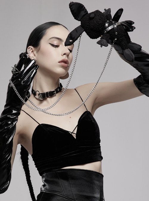 Dark Punk Studded Detachable Chain Rabbit Crossbody Bag