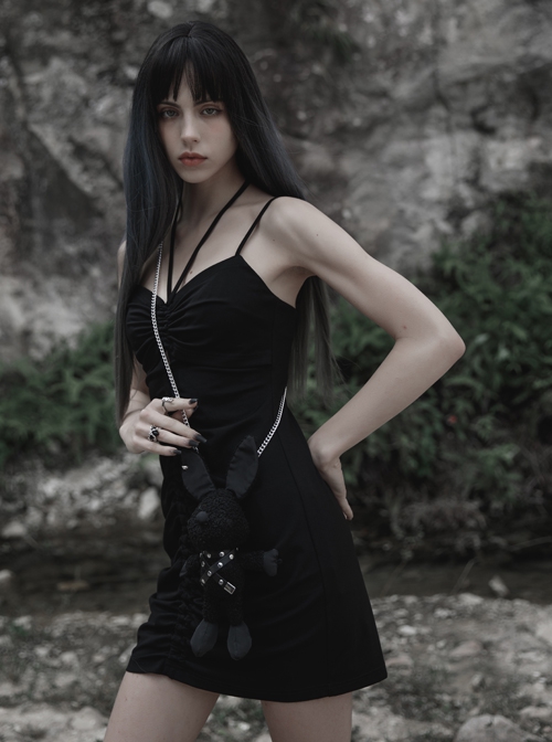 Dark Punk Studded Detachable Chain Rabbit Crossbody Bag