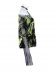 Punk Tie-Dye Fabric Fake Two Spliced Plaid Off The Shoulder Perspective Hoodies