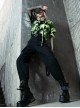 Punk Tie-Dye Fabric Fake Two Spliced Plaid Off The Shoulder Perspective Hoodies