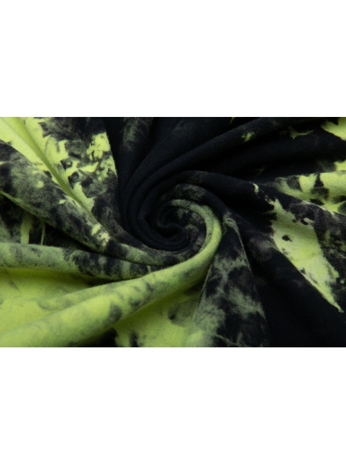 Punk Tie-Dye Fabric Fake Two Spliced Plaid Off The Shoulder Perspective Hoodies