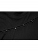 Black Stand Collar Knitting Hollow Round Button Decoration Skinny Long Sleeve T-Shirt