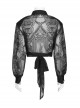 Gothic Fine-Grained Lace Embroidery Print Shirt With Shoulder Pads