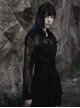 Gothic Fine-Grained Lace Embroidery Print Shirt With Shoulder Pads