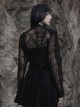 Gothic Fine-Grained Lace Embroidery Print Shirt With Shoulder Pads