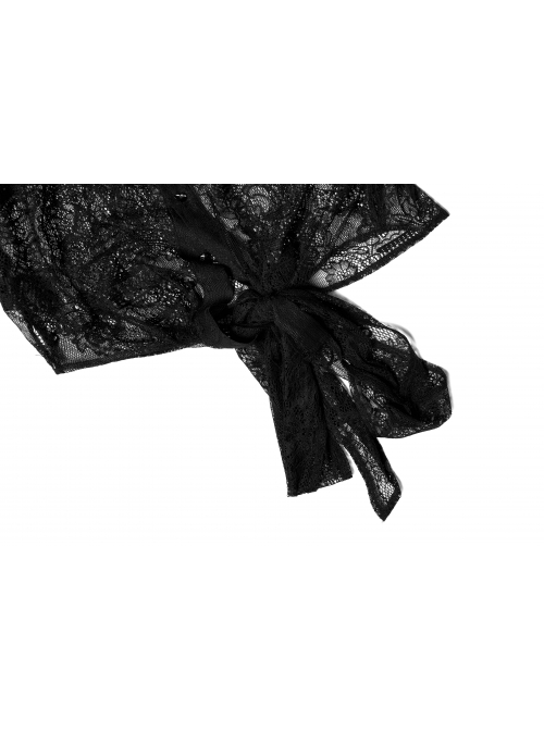 Gothic Fine-Grained Lace Embroidery Print Shirt With Shoulder Pads