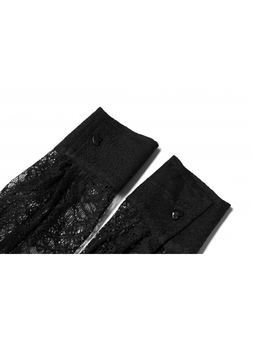 Gothic Fine-Grained Lace Embroidery Print Shirt With Shoulder Pads