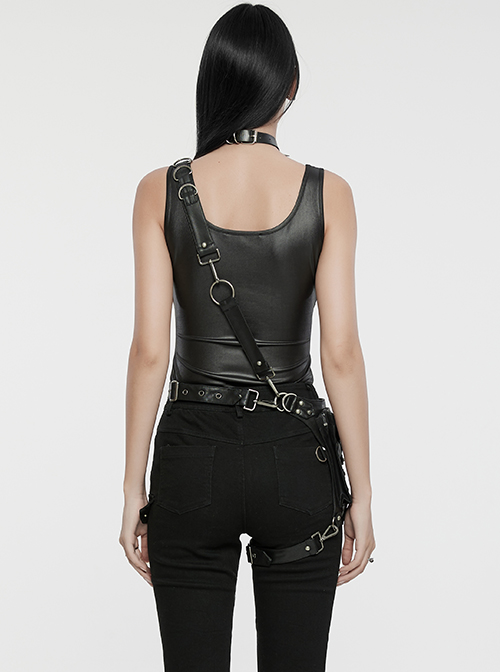 Punk Distressed Leather And Metal Studs Crossbody Bag