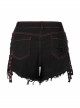 Gothic Contrast Color Ragged Trim Irregular Knit Buttonhole Webbing Graffiti Pattern Jeans
