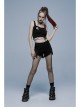 Gothic Contrast Color Ragged Trim Irregular Knit Buttonhole Webbing Graffiti Pattern Jeans