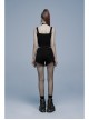 Gothic Contrast Color Ragged Trim Irregular Knit Buttonhole Webbing Graffiti Pattern Jeans