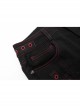Gothic Contrast Color Ragged Trim Irregular Knit Buttonhole Webbing Graffiti Pattern Jeans