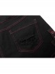 Gothic Contrast Color Ragged Trim Irregular Knit Buttonhole Webbing Graffiti Pattern Jeans