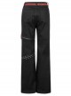 Stylish Elasticity Punk Black And Red Metal Buttonhole Zipper Trim Straight Pants