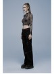 Stylish Elasticity Punk Black And Red Metal Buttonhole Zipper Trim Straight Pants