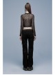 Stylish Elasticity Punk Black And Red Metal Buttonhole Zipper Trim Straight Pants
