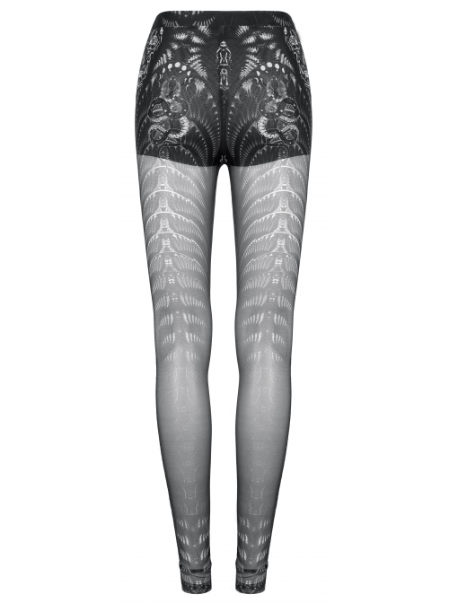 Gothic Dark Screen Printing Skinny Skeleton Print Leggings