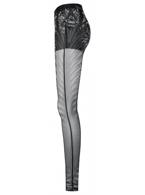 Gothic Dark Screen Printing Skinny Skeleton Print Leggings