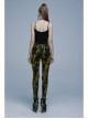 Daily Gothic Black And Yellow Ripped Textured Fabric Leather Pocket Trim Leggings