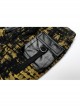 Daily Gothic Black And Yellow Ripped Textured Fabric Leather Pocket Trim Leggings