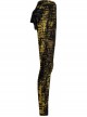 Daily Gothic Black And Yellow Ripped Textured Fabric Leather Pocket Trim Leggings