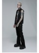 Male Punk Daily Dark Vertical Stripe Print Decoration Detachable Waist Belt With Cord Design Flare Trousers
