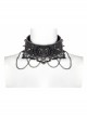 Lolita Leather Rebel Metal Rivet Trim Chain Lace Collar