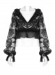Lolita Perspective Chiffon Pleated Ruffled Mesh With Openwork Embroidery Long Sleeve Shirt