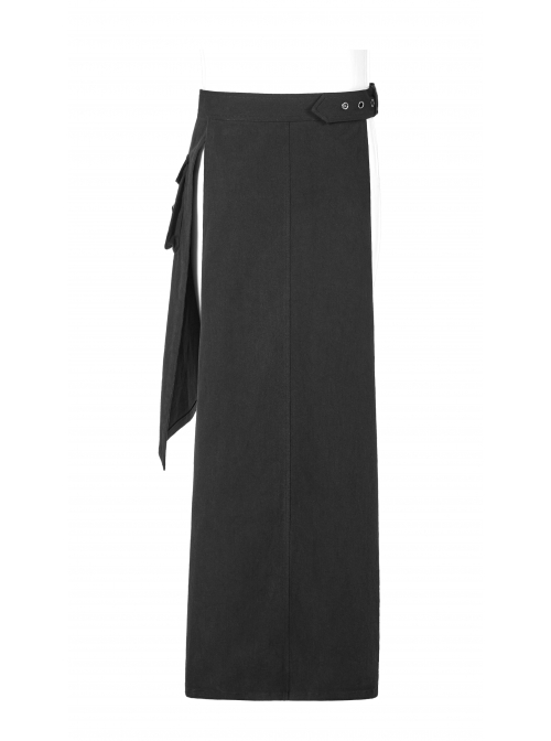 Male Punk Rough Twill Weave Three-Dimensional Pocket Design Buckle Decoration Half Apron