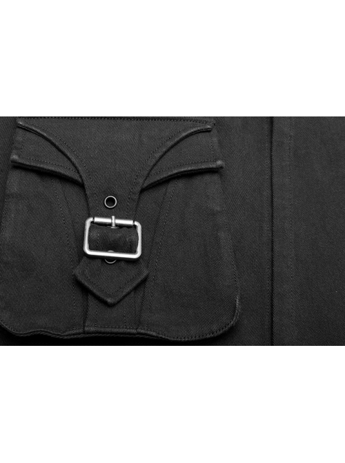 Male Punk Rough Twill Weave Three-Dimensional Pocket Design Buckle Decoration Half Apron
