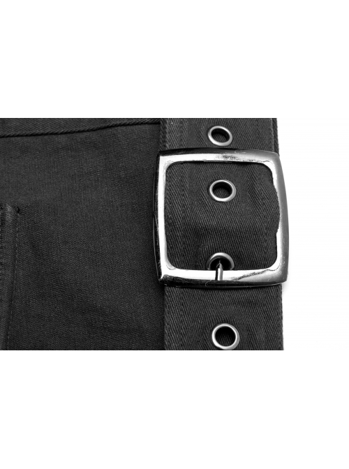 Male Punk Rough Twill Weave Three-Dimensional Pocket Design Buckle Decoration Half Apron