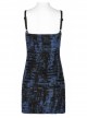 Gothic Abstract Ribbed Knit Print Design Slit Metal Ghost Head Decoration Slip Dress