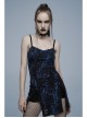 Gothic Abstract Ribbed Knit Print Design Slit Metal Ghost Head Decoration Slip Dress