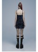 Gothic Abstract Ribbed Knit Print Design Slit Metal Ghost Head Decoration Slip Dress