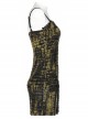 Gothic Knitted Hole Design Slit Metal Ghost Head Decoration Abstract Print Slip Dress