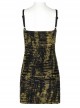 Gothic Knitted Hole Design Slit Metal Ghost Head Decoration Abstract Print Slip Dress