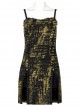 Gothic Knitted Hole Design Slit Metal Ghost Head Decoration Abstract Print Slip Dress