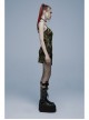 Gothic Knitted Hole Design Slit Metal Ghost Head Decoration Abstract Print Slip Dress