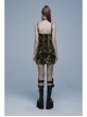 Gothic Knitted Hole Design Slit Metal Ghost Head Decoration Abstract Print Slip Dress