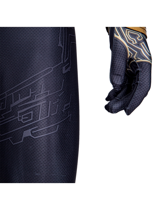 Spider-Man No Way Home Peter Parker Black Golden Battle Suit Halloween Cosplay Costume Bodysuit