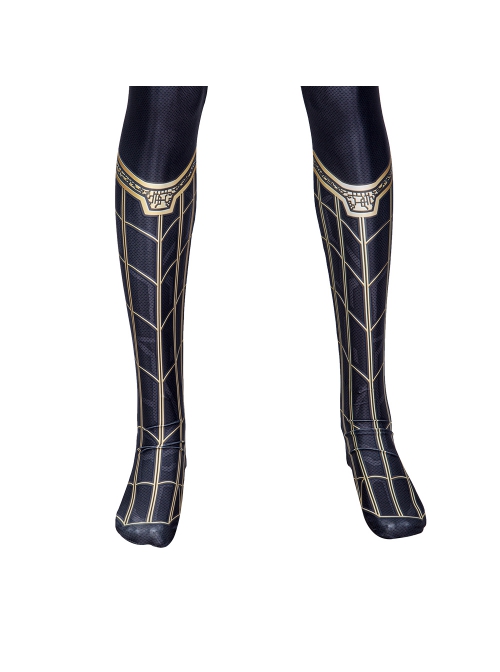 Spider-Man No Way Home Peter Parker Black Golden Battle Suit Halloween Cosplay Costume Bodysuit