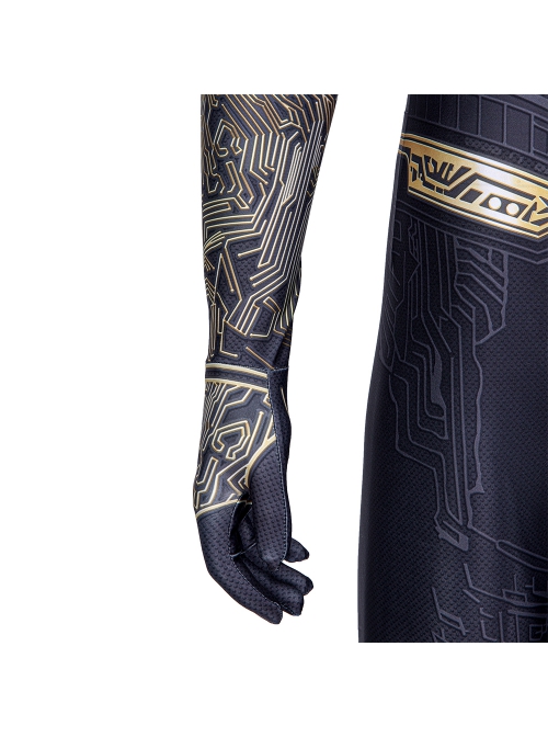 Spider-Man No Way Home Peter Parker Black Golden Battle Suit Halloween Cosplay Costume Full Set