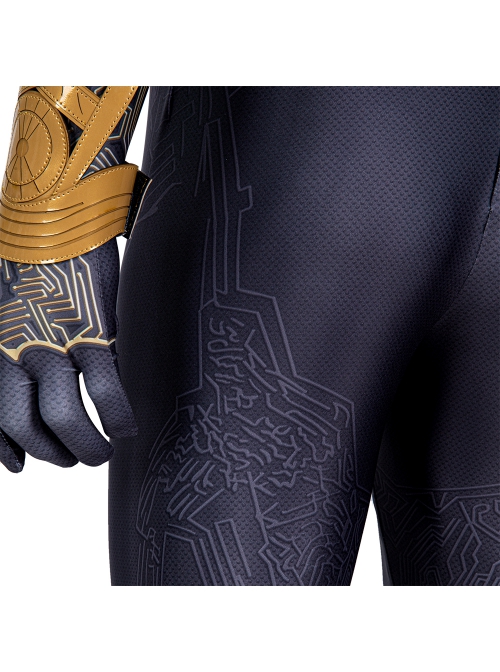 Spider-Man No Way Home Peter Parker Black Golden Battle Suit Halloween Cosplay Costume Full Set