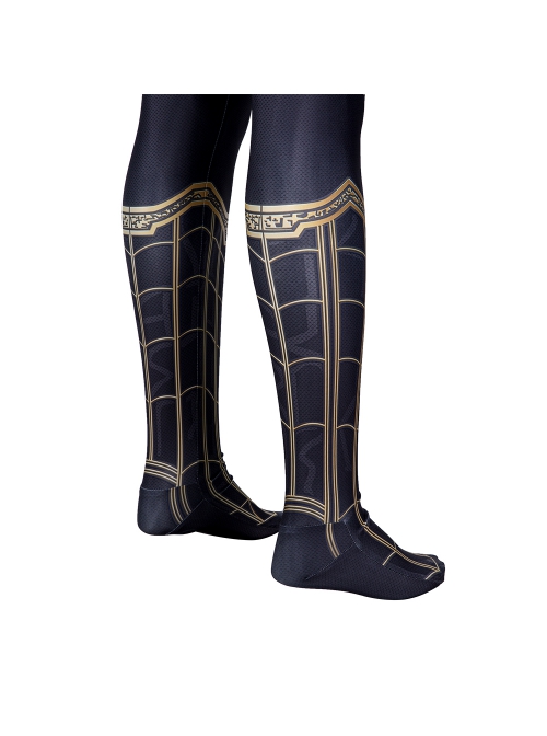 Spider-Man No Way Home Peter Parker Black Golden Battle Suit Halloween Cosplay Costume Full Set