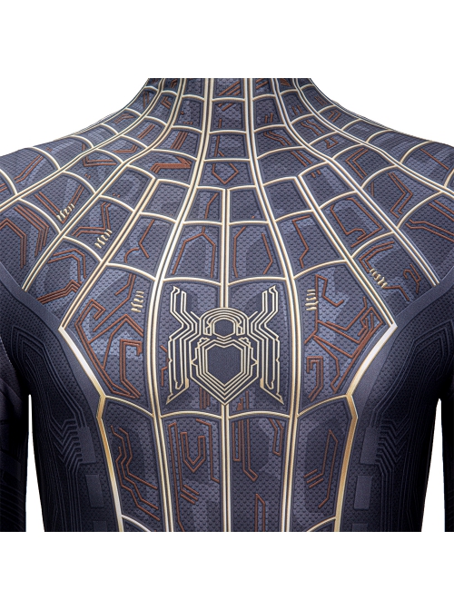 Spider-Man No Way Home Peter Parker Black Golden Battle Suit Halloween Cosplay Costume Full Set