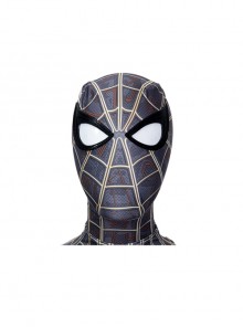 Spider-Man No Way Home Peter Parker Black Golden Battle Suit Halloween Cosplay Costume Head Cover